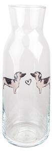 Sklenená karafa s jazvečíkmi Dachshund Love - Ø 9*25 cm / 1000 ml - Clayre & Eef