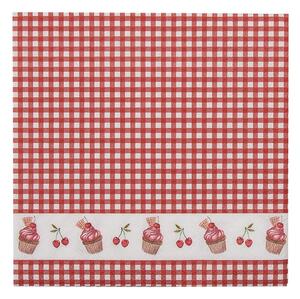 Červené kárované papierové obrúsky s tortičky Cherry Cupcake - 33 * 33 cm (20ks) - Clayre & Eef