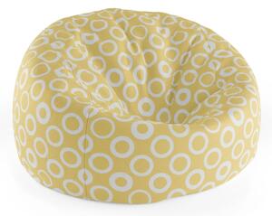 Sablio Sedací vak Cocoon Biele kruhy na žltej - 75 x 45 x 35 cm