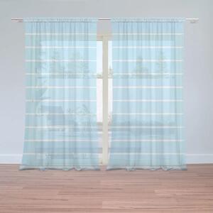 Sablio Záclony Biele linky na modrej: 2ks 150x250cm
