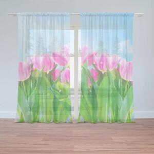 Sablio Záclony Ružové tulipány: 2ks 150x250cm