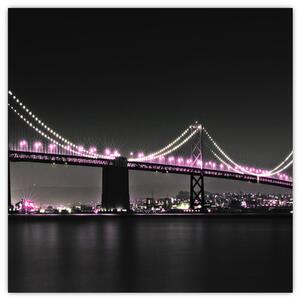 Nočný osvetlený most - obraz (Obraz 30x30cm)