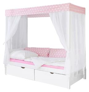 POSTEĽ S NEBESAMI, 90/200 cm ružová, biela MID.YOU - Postele, Online Only