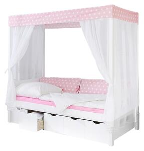 POSTEĽ S NEBESAMI, 90/200 cm ružová, biela MID.YOU - Postele, Online Only