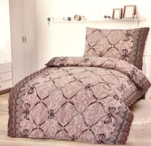 Obliečky bavlnené Mašle vintagee hnedé TiaHome - 1x Vankúš 90x70cm, 1x Paplón 140x200cm