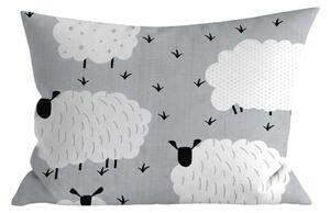 Polybavlnená obliečka na vankúš WHITE SHEEPS 50x70 cm, sivá