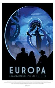 Ilustrácia Europa (Retro Planet & Moon Poster) - Space Series (NASA), (26.7 x 40 cm)