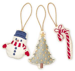 Vyšívaná vianočná ozdoba Snowman –⁠⁠⁠⁠⁠⁠ set 3 ks