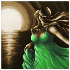 Obraz ženy v zelenom (Obraz 30x30cm)