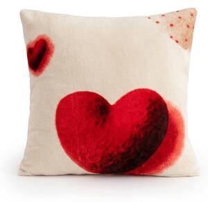 Obojstranná obliečka na vankúšik DUO SENSE HEARTELLE 45x45 cm mikroplyš/flanel, krémový
