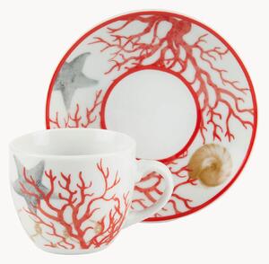 Porcelánové šálky na kávu's podšálkami Coral, 6 ks