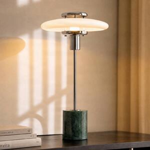 Lindby stolová lampa Branford, retro, biela/zelená opálové sklo/mramor, Zelená, Obývacia izba / jedáleň, Sklo, Vintage, Stojacie svietidlo