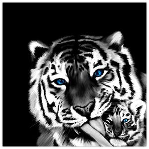 Obraz tigra s mláďaťom (Obraz 30x30cm)