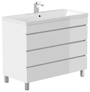 SKRINKA S UMÝVADLOM, biela s vysokým leskom, biela s vysokým leskom, 100 cm MID.YOU - Kúpeľňové skrinky, Online Only