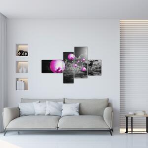 Abstraktný obraz - fialové gule (Obraz 110x70cm)
