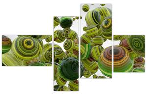 Abstraktný obraz - zelené gule (Obraz 110x70cm)