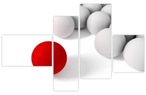 Červená guľa medzi bielymi - abstraktný obraz (Obraz 110x70cm)