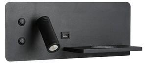 Immax 08287L-LED Nástenné sviet. s pol., USB a bezdr. nab. LED/3W/230V + LED/3W