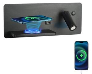 Immax 08288L-LED Nástenné sviet. s pol., USB a bezdr. nab. LED/3W/230V + LED/3W