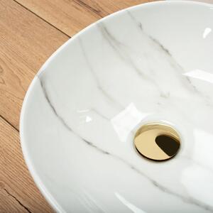 Rea - Umývadlo na dosku Greta Bianco Shiny - mramor - 65,5x39 cm