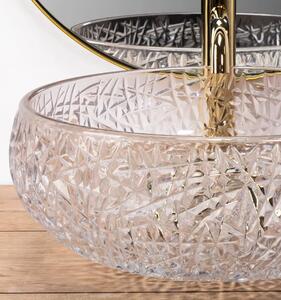 Rea - Umývadlo na dosku Ice Cristal - transparentné - 40x40 cm