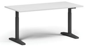 Výškovo nastaviteľný stôl ULIX, elektrický, 675-1325 mm, doska 1600x800 mm, čierna podnož, biela