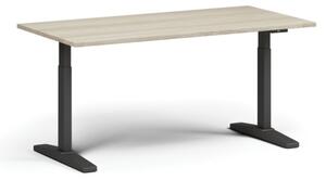 Výškovo nastaviteľný stôl, elektrický, 675-1325 mm, doska 1600x800 mm, čierna podnož, dub prírodný