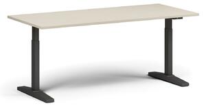 Výškovo nastaviteľný stôl, elektrický, 675-1325 mm, doska 1800x800 mm, čierna podnož, breza