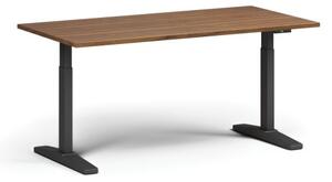 Výškovo nastaviteľný stôl ULIX, elektrický, 675-1325 mm, doska 1600x800 mm, čierna podnož, orech