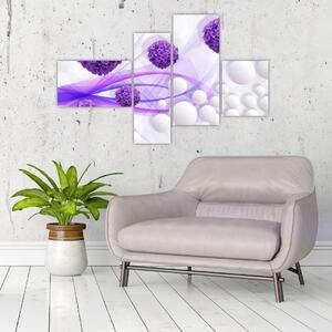 Obraz fialových kvetov a bielych gulí (Obraz 110x70cm)