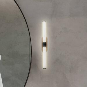 LED nástenné svetlo Runt, čierne/drevené 3 000 K IP44 dĺžka 40 cm, Čierna, Kúpeľňa, Plast, Moderný