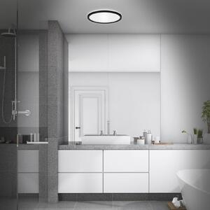 Stropné LED svetlo do kúpeľne Slim Drip, čierne, Ø 42 cm, IP44, Čierna, Kúpeľňa, Plast, Závesné svietidlo