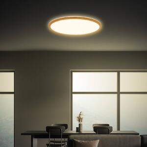 Stropné LED svetlo Tava Wood, Ø 42 cm, plast, 3 000 K, Svetlé drevo, Obývacia izba / jedáleň, Plast, Závesné svietidlo