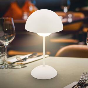 Stolová LED lampa Kugle, biela, kov, IP44, stmievateľné, Biela / opálová, Obývacia izba / jedáleň, kov, Moderný, Stojacie svietidlo