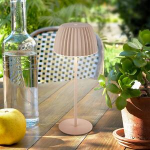 Stolová LED lampa na batérie Brilo unplugged Riffle, 36 cm, béžová, Krémová / jantárovo žltá, Obývacia izba / jedáleň, kov, Stojacie svietidlo