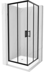 Mexen Rio štvorcová sprchová kabína 70 x 70 cm, transparentná, čierna + biely sprchový vanička - 860-070-070-70-00-4510