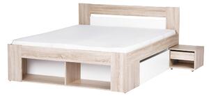 Manželská posteľ 140 cm Melinne 08 (dub sonoma 3D + biela) (s úl. priestorom a noč. stolíkmi). Vlastná spoľahlivá doprava až k Vám domov. 1068191