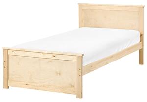 Drevená posteľ prírodné svetlé borovicové drevo MDF brezové drevo 90 x 200 cm rám postele s čelom