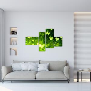 Zelená srdiečka - obraz do bytu (Obraz 110x70cm)