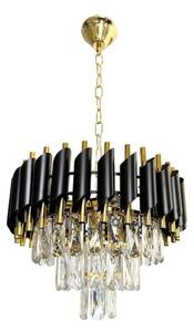 Luster na reťazi CRISTAL 5xE14/40W/230V zlatá/čierna