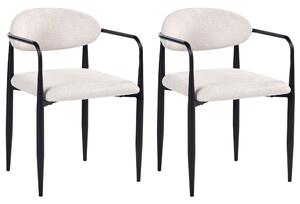 Sada 2 jedálenských stoličiek svetlobéžová polyesterové čalúnenie kovový rám štýl mid-century modern
