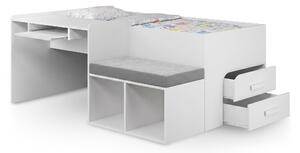 Multifunkčná jednolôžková posteľ Megan 90x200 - biela