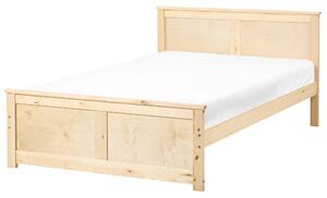 Drevená posteľ prírodné svetlé borovicové drevo MDF brezové drevo 120 x 200 cm rám postele s čelom