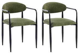 Sada 2 jedálenských stoličiek zelená polyesterové čalúnenie kovový rám štýl mid-century modern