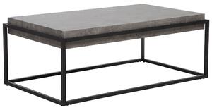 Konferenčný stolík sivá stolová doska imitácia betónu obdĺžnikový čierny kovový rám 115 x 64 cm industriálna obývacia izba
