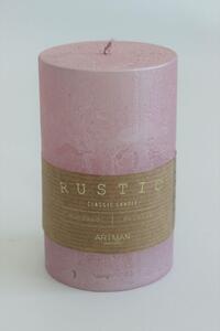 Ružová voňavá sviečka RUSTIC METALIC 11cm