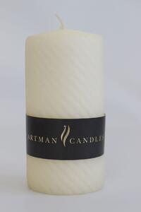 Krémová matná točená sviečka 14cm