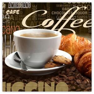 Káva s croissantom - obraz (Obraz 30x30cm)