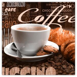 Káva s croissantom - obraz (Obraz 30x30cm)