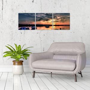 Západ slnka v prístave - obraz na stenu (Obraz 90x30cm)